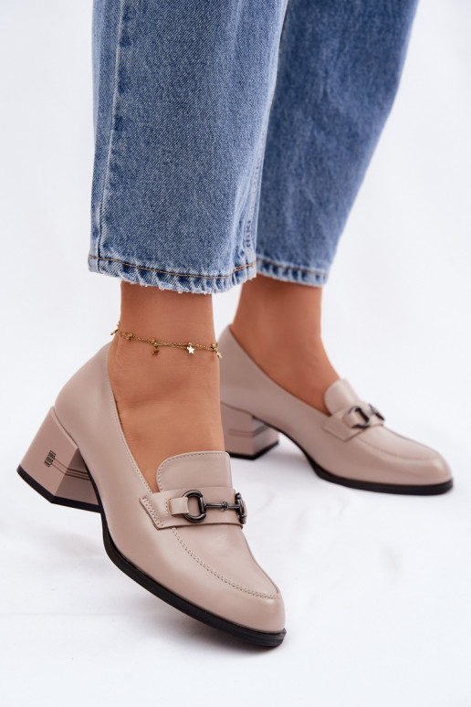 Peau chaussures Féminin avec des talons Vinceza 18116 beige