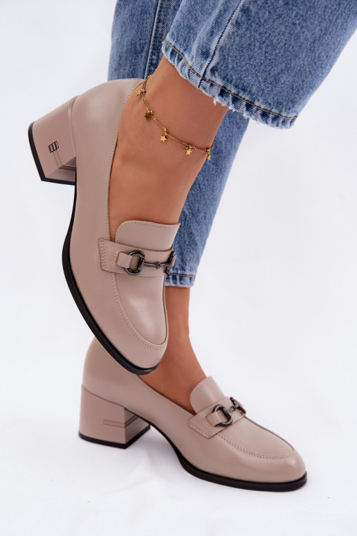 Leer schoenen Dames met hakken Vinceza 18116 beige