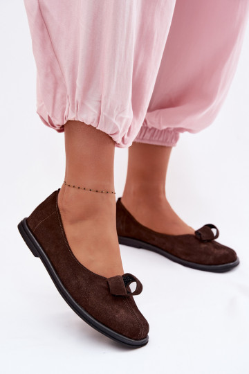 Leer van suède schoenen Dames Zazoo 379 CzekoladoIne