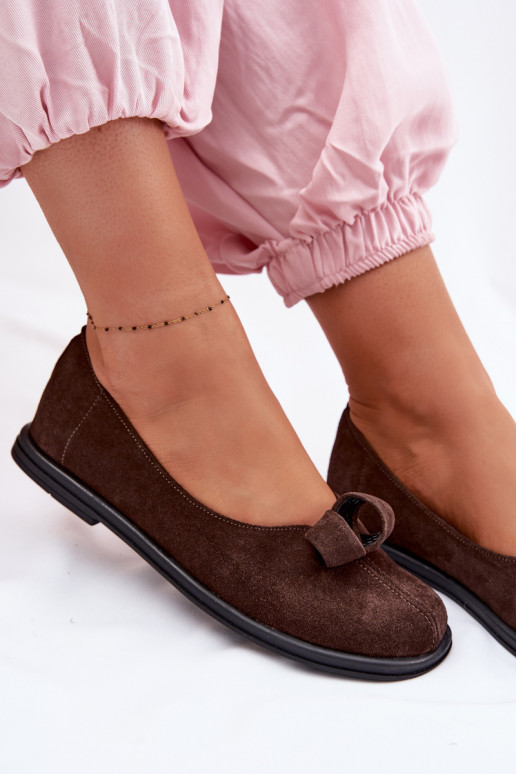 Leer van suède schoenen Dames Zazoo 379 CzekoladoIne