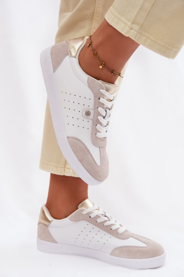 Chaussures modèle baskets FémininActivéturalnej Skóry S.Barski LR61-7091 couleur blanche