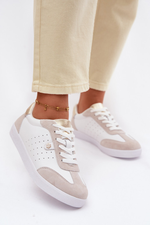 Chaussures modèle baskets FémininActivéturalnej Skóry S.Barski LR61-7091 couleur blanche