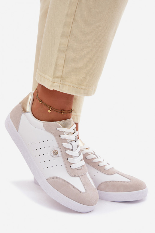 Chaussures modèle baskets FémininActivéturalnej Skóry S.Barski LR61-7091 couleur blanche