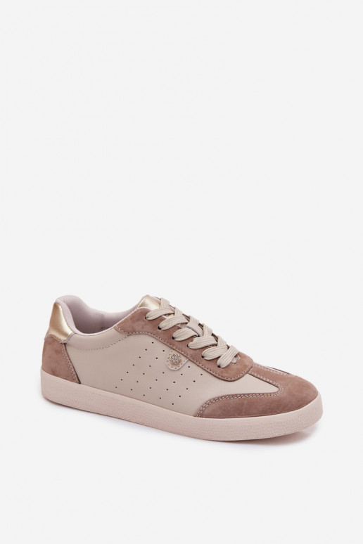 Chaussures modèle baskets FémininActivéturalnej Skóry S.Barski LR61-7091 beige