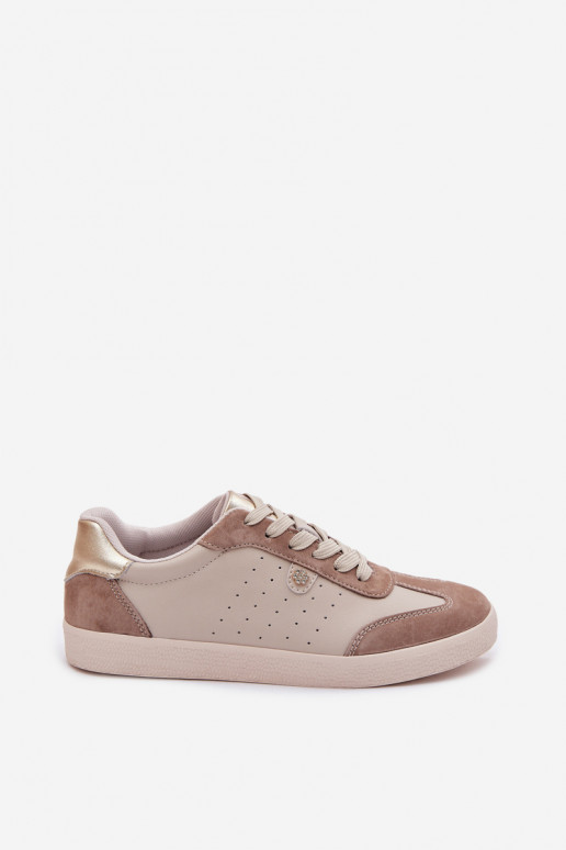 Chaussures modèle baskets FémininActivéturalnej Skóry S.Barski LR61-7091 beige