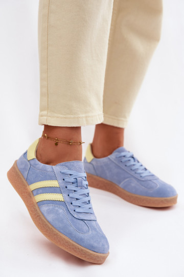 Haut aus INildleder Sneakers Stilvollllschuhe Feminin S.Barski LR61-7089 blaue Farbe 2