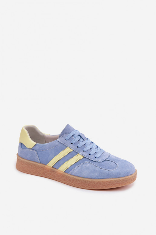 Haut aus INildleder Sneakers Stilvollllschuhe Feminin S.Barski LR61-7089 blaue Farbe