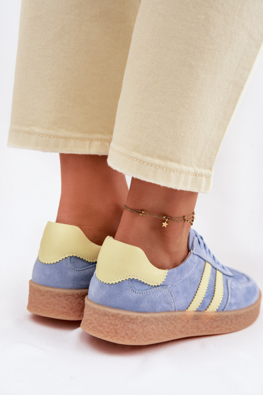 Haut aus INildleder Sneakers Stilvollllschuhe Feminin S.Barski LR61-7089 blaue Farbe