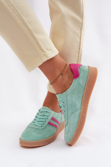 Leer van suède Sneakers model schoenen Dames S.Barski LR61-7089 mint kleuren 2