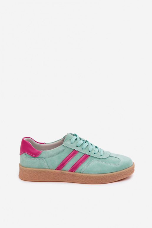 Haut aus INildleder Sneakers Stilvollllschuhe Feminin S.Barski LR61-7089 Mintfarbe