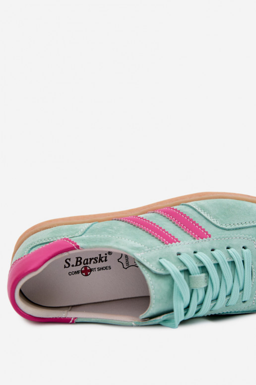 Haut aus INildleder Sneakers Stilvollllschuhe Feminin S.Barski LR61-7089 Mintfarbe