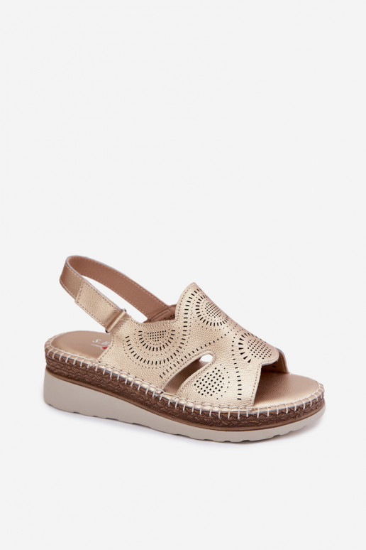 Peau Sandales à plateforme S.Barski GR61-5916 couleur dorée