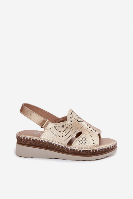 Leer Platform sandalen S.Barski GR61-5916 gouden kleur