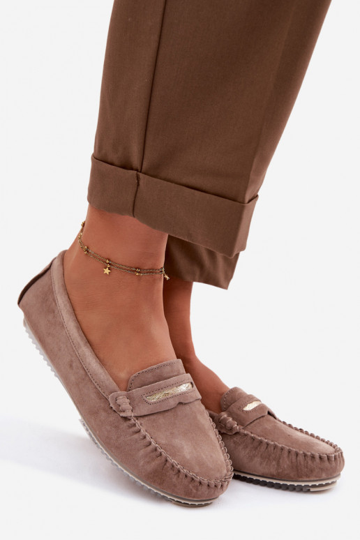 gelijk aan dames mocassinsOpturalnego van suèdeu S.Barski LR61-7029 bruine kleur