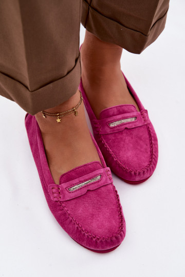 Mocassins plats pour femmes en daim naturel S.Barski LR61-7029 rose 2