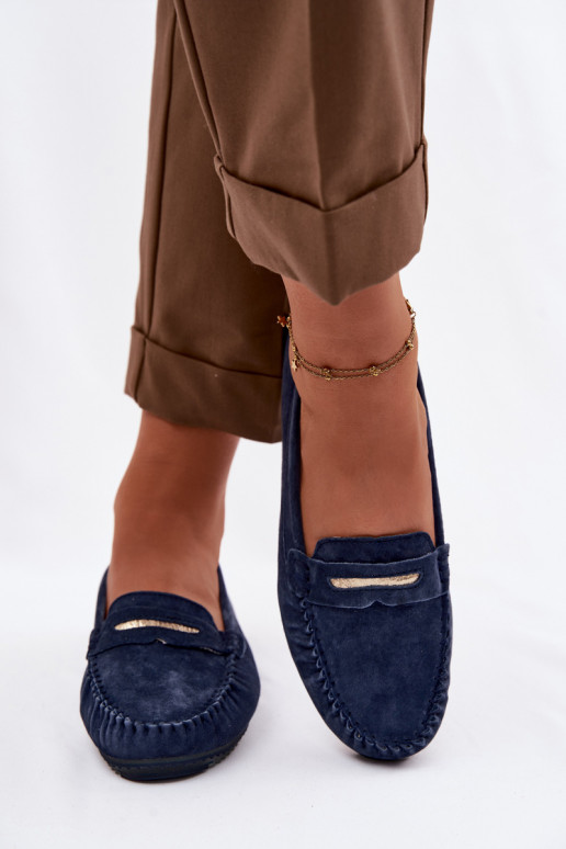 isocèle mocassins pour femmesActivéturalnego en daimu S.Barski LR61-7029 bleu foncé