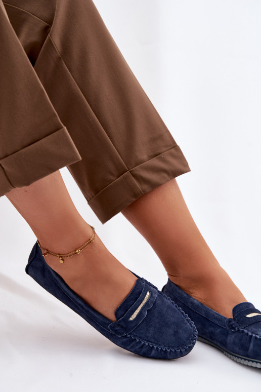 gleichschenklig Mokassins für DamenErmöglichtturalnego aus INildlederu S.Barski LR61-7029 Dunkelblau