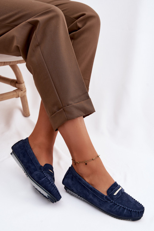 isocèle mocassins pour femmesActivéturalnego en daimu S.Barski LR61-7029 bleu foncé