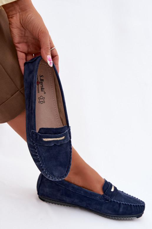 isocèle mocassins pour femmesActivéturalnego en daimu S.Barski LR61-7029 bleu foncé