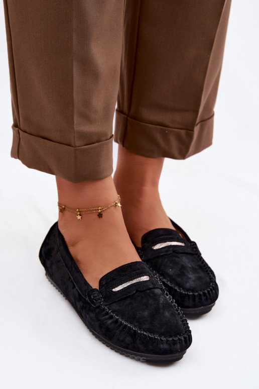 isocèle mocassins pour femmesActivéturalnego en daimu S.Barski LR61-7029 couleur noire