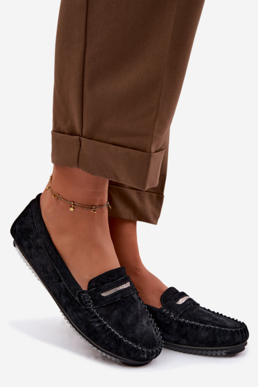 isocèle mocassins pour femmesActivéturalnego en daimu S.Barski LR61-7029 couleur noire