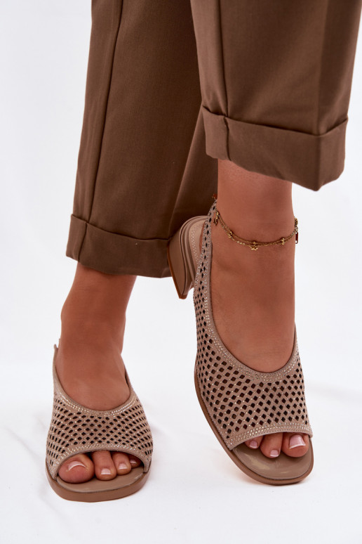 Décoré Sandales ajourées Féminin en daim Klocke D&A CR61-3131 beige