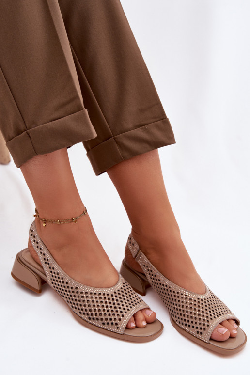 Décoré Sandales ajourées Féminin en daim Klocke D&A CR61-3131 beige