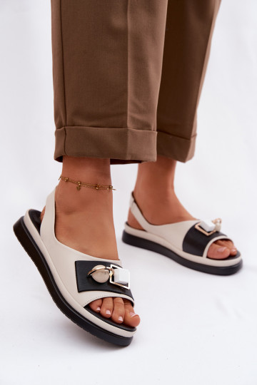 Sandales pour femmes avec ornements D&A GR61-5932 couleur sable