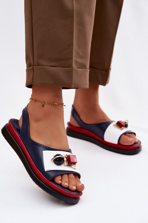 Damensandalen Feminin mit Ornamenten D&A GR61-5932 Dunkelblau