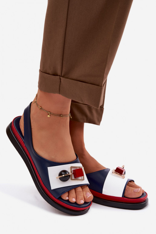 Dames sandalen Dames met ornamenten D&A GR61-5932 donkerblauIn