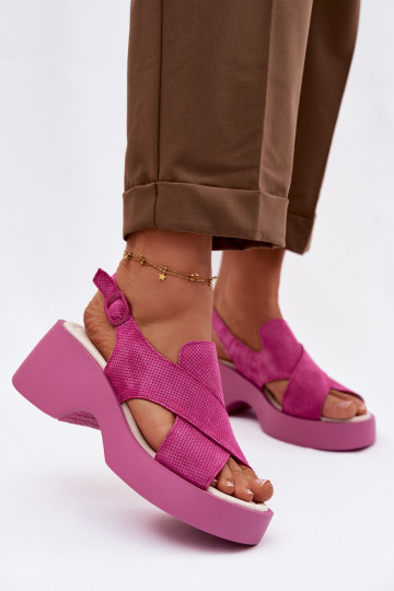 Damensandalen Feminin mit einer Plattform S.Barski LR61-7005 pinke Farbe 2