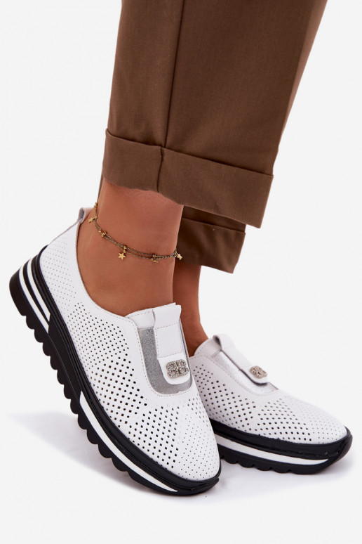 Un modèle convaincant chaussures FémininActivéturalnej Skóry S.Barski LR61-7092 couleur blanche