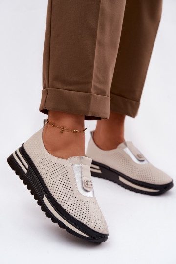 Un modèle convaincant chaussures FémininActivéturalnej Skóry S.Barski LR61-7092 beige 2