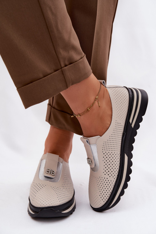 Persistent model schoenen DamesOpturalnej Skóry S.Barski LR61-7092 beige