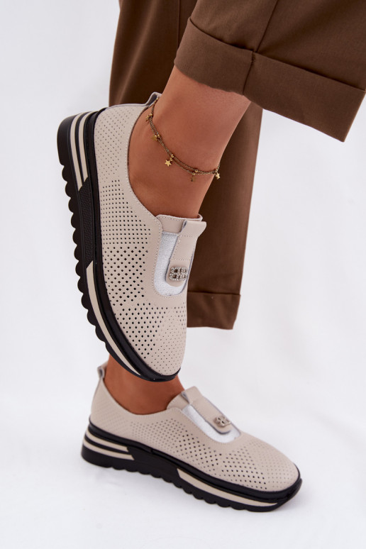 Persistent model schoenen DamesOpturalnej Skóry S.Barski LR61-7092 beige