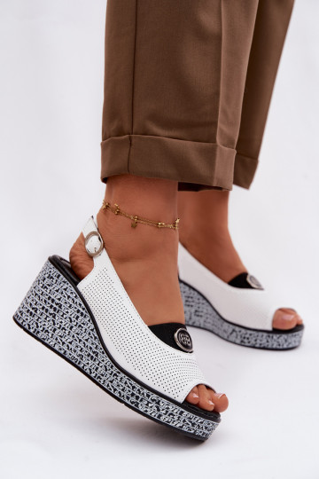 Peau Sandales à plateforme S.Barski LR61-7010 couleur blanche 2