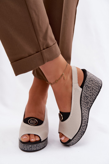 Peau Sandales à plateforme S.Barski LR61-7010 beige