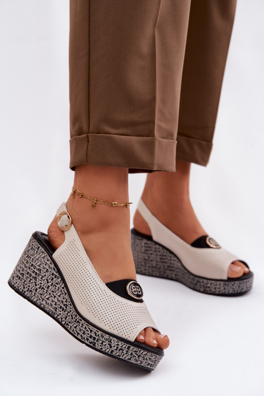 Peau Sandales à plateforme S.Barski LR61-7010 beige