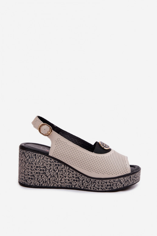 Peau Sandales à plateforme S.Barski LR61-7010 beige