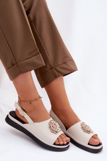 Damen Sandalen mit auffälligen Details D&A GR61-5937 sandfarben