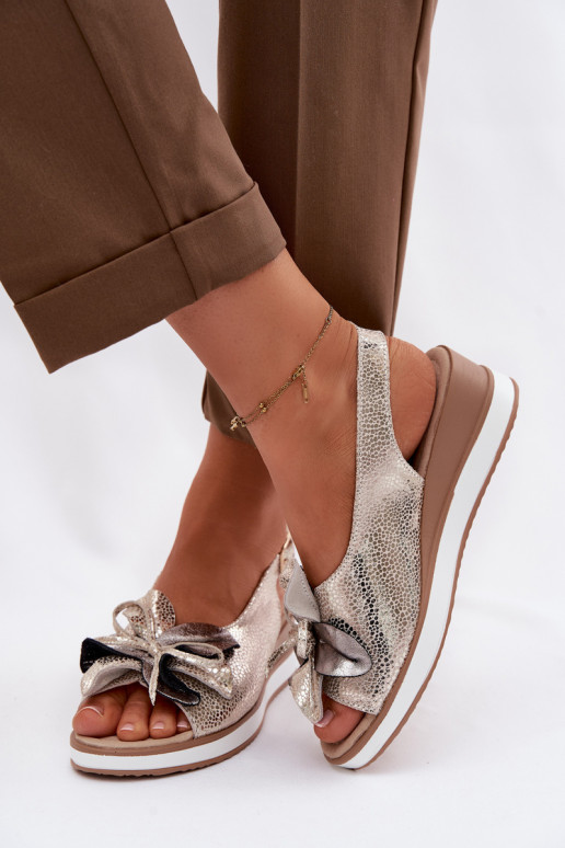 Haut Plateausandalen mit Ornamenten S.Barski GR61-5988 goldene Farbe