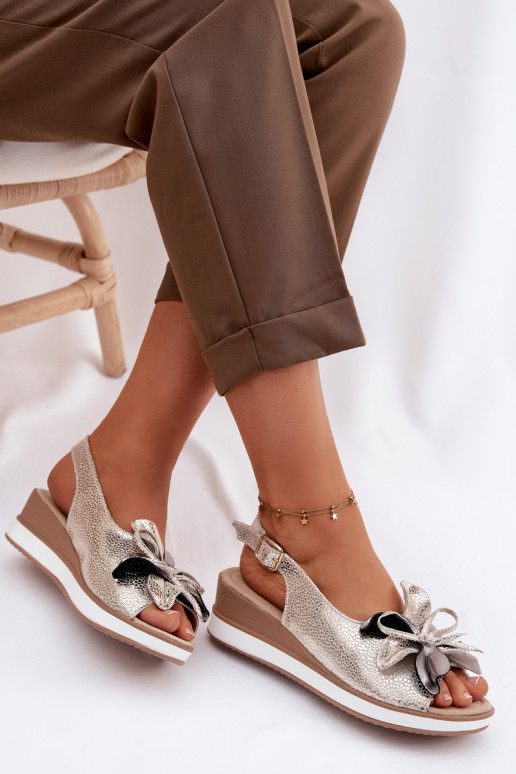 Haut Plateausandalen mit Ornamenten S.Barski GR61-5988 goldene Farbe