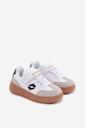 Chaussures modèle baskets Puéril avec attaches adhésives LOTTO MAKERA 2601250K couleur blanche
