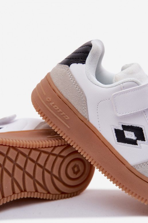 Chaussures modèle baskets Puéril avec attaches adhésives LOTTO MAKERA 2601250K couleur blanche