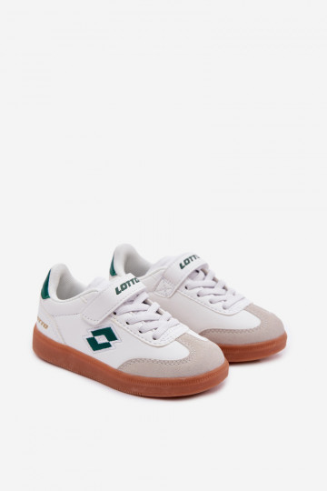 Chaussures modèle baskets Puéril avec attaches adhésives LOTTO VINTAL MF 2600252K Blanc-couleur verte
