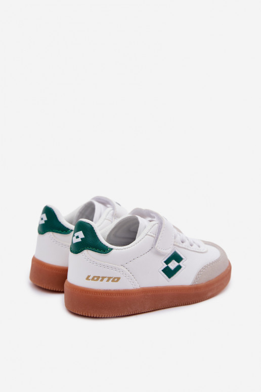Chaussures modèle baskets Puéril avec attaches adhésives LOTTO VINTAL MF 2600252K Blanc-couleur verte