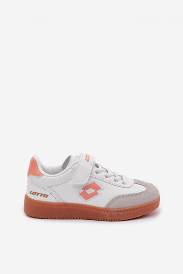 Baskets sport pour enfants LOTTO VINTAL MF 2600252K avec fermetures auto-agrippantes en blanc-orange 2
