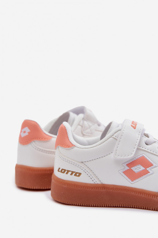 Chaussures modèle baskets Puéril avec attaches adhésives LOTTO VINTAL MF 2600252K Blanc-couleur orange