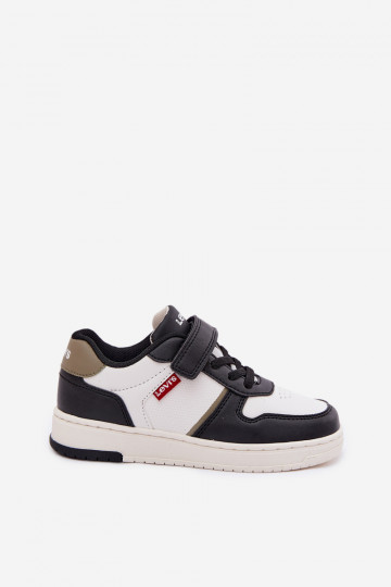 Chaussures modèle baskets Puéril avec attaches adhésives LEVI'S KICK SE VIRV0152S Blanc-couleur noire 2