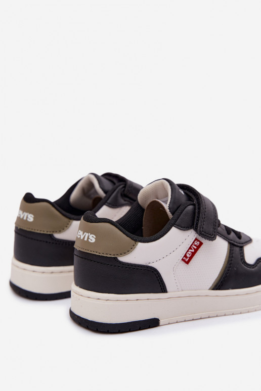 Chaussures modèle baskets Puéril avec attaches adhésives LEVI'S KICK SE VIRV0152S Blanc-couleur noire